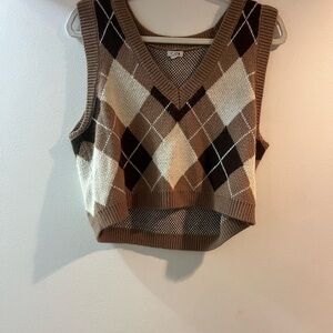 Garage Brown and Cream Knit Sweater Vest